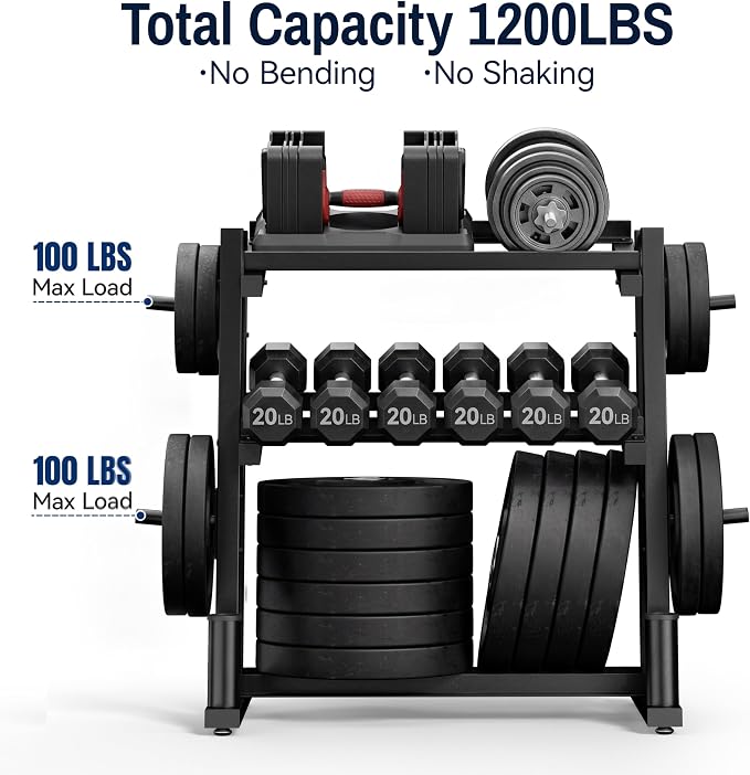 3-Tier Adjustable dumbbell rack | 1200LBS Heavy Duty Weight Storage Rack for Home Garage Gym