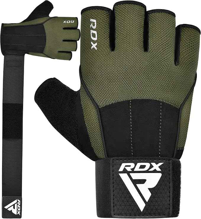 RDX Workout Gloves, 15-Inch Long Support Strap Anti Slip Palm Protection with 3 Wrist Alignment Plates, Powerlifting Deadlifting Bodybuilding Gym Fitness, Weight Lifting Exercise Training, Men Women