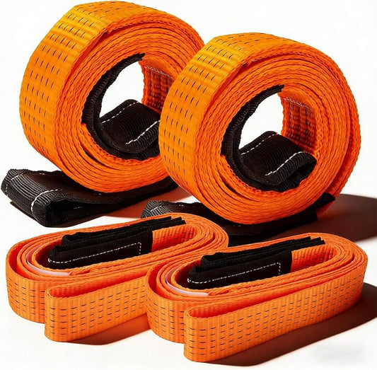 4PCS 2" x5 & 10Ft Heavy Duty Nylon Lifting Straps 18800LBS Tow Strap | Super Sturdy Flat Eye Rigging Webbing Sling, 18800LBS Capacity for Hoist, Moving, Towing, Tree Saver & Winch Strap