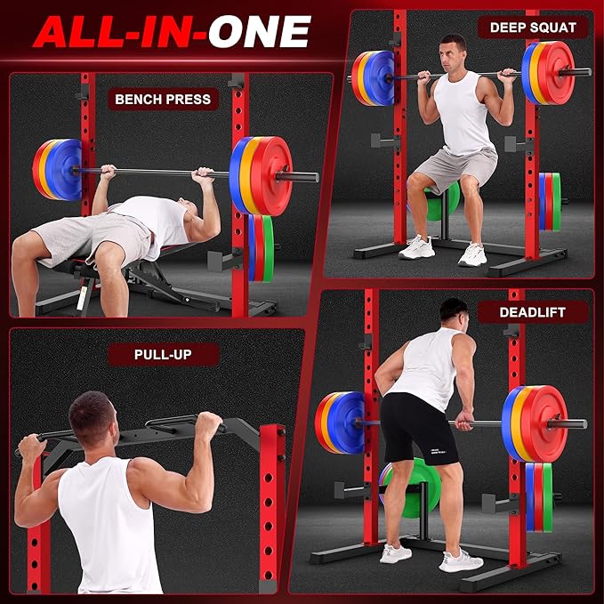 OPPSDECOR Power Cage Power Rack, Multi-Functional Weight Cage with More Training Attachments, Heavy-Duty Construction Squat Rack for Home Gym