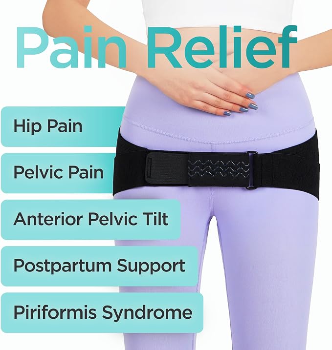 Enhanced Stability with Dual Support PowerFit Pro SI Joint Belt - Unique Dual-Band Design, Eco-Friendly Material, Reinforced Construction, Secure Buckle, Optimal Support (Large)