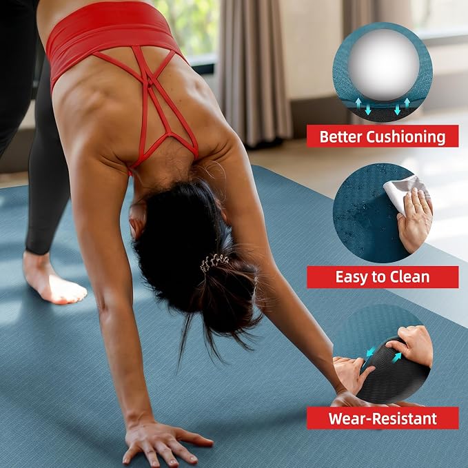 Extra Large Yoga Mat – 72"x48" or 78"x57", 1/4"–1/2" Thick Mat for Women & Men, TPE Non-Slip Pilates Mat for Home Gym, Yoga, Stretching, Meditation