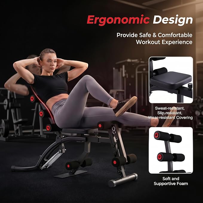 OPPSDECOR Weight Bench for Home Gym, ASTM-Certified 660LBS Fast Foldable Workout Bench for Home Gym, 8 Adjustable and 30in Extended Backrest for Bench Press Incline/Flat/Decline Dumbbell Exercise