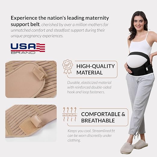 NeoTech Care Pregnancy Belly Band, Maternity Belt, for Pregnancy Belly Support, Back/Pelvic Support (Size L, Black Color)