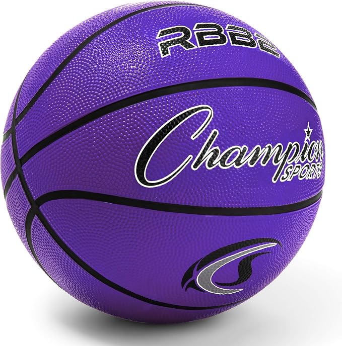 Champion Sports Rubber Basketballs – Durable Indoor & Outdoor Training & Recreational Game Balls, Multiple Sizes & Colors