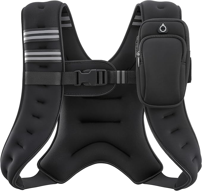 ZELUS Weighted Vest, 6lb/8lb/12lb/16lb/20lb/25lb/30lb Weight Vest with Reflective Stripe for Workout, Strength Training, Running, Fitness, Muscle Building, Weight Loss, Weightlifting