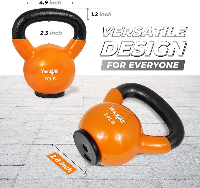 Yes4All Kettlebells Rubber Base, Kettlebell Set for Women, Strength Training Kettlebells Weights (10-65 lbs)