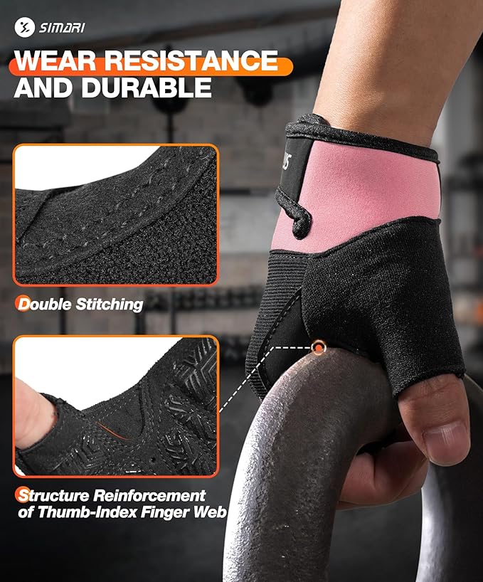 SIMARI Breathable Workout Gloves with Cushion Pad/Grip/Reduce Calluses, Weight Lifting Gloves for Gym Exercise, Cycling, Weightlifting Training, Fitness, Pilates, Kayaking, Gift for Men & Women