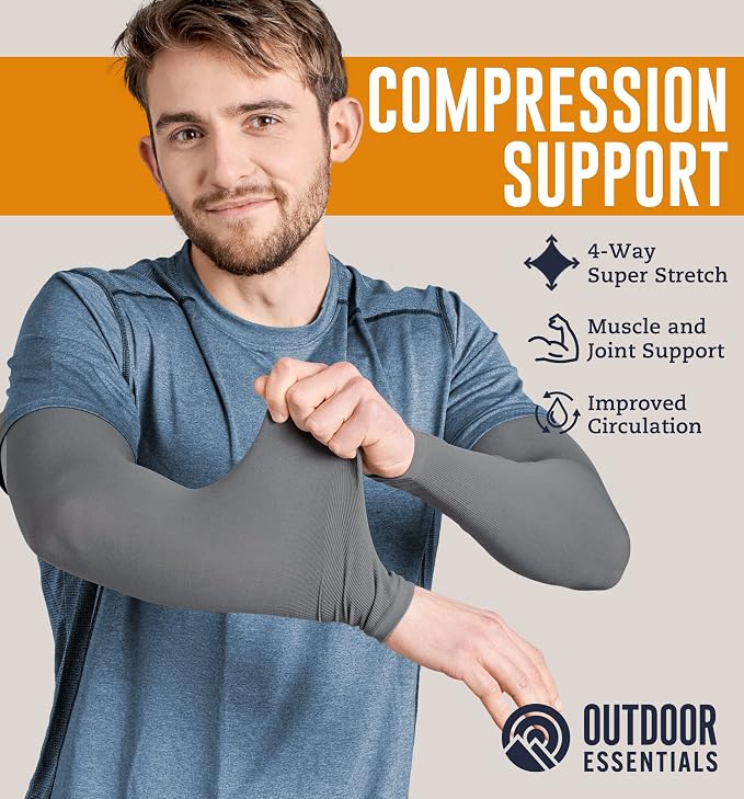 OutdoorEssentials UV Sun Sleeves for Men & Women, Cooling Arm Sleeves UPF 50+ | Golf, Tattoo Cover Up, Sun Protection