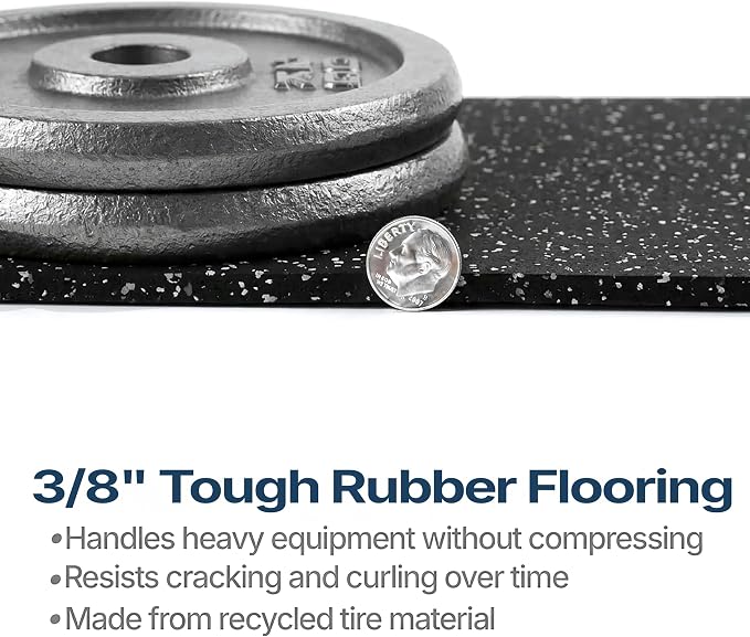 Flooring Inc's 1/4" Thick Tough Rubber Flooring Roll | Flexible Recycled Rubber Floor Mats for Home Gym | Heavy Duty Rubber Mat for Home Gyms, Sheds, Horse Stall Mat or Trailer
