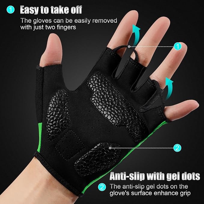 Cycling Gloves for Men Women, Half-Finger for Bike, Gym, Weight Lifting, Workout, Riding, Outdoor Sports