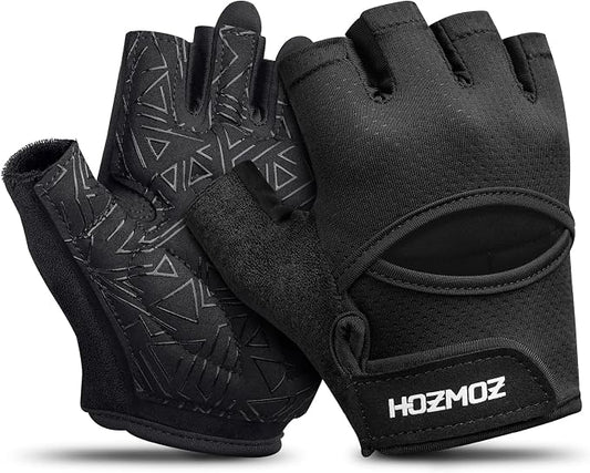 HOZMOZ Ventilated Weight Lifting Gloves, Thick Padded Workout Gym Gloves with Full Palm Protection & Grip & Shock Absorption for Women & Men's Fitness Exercise Training