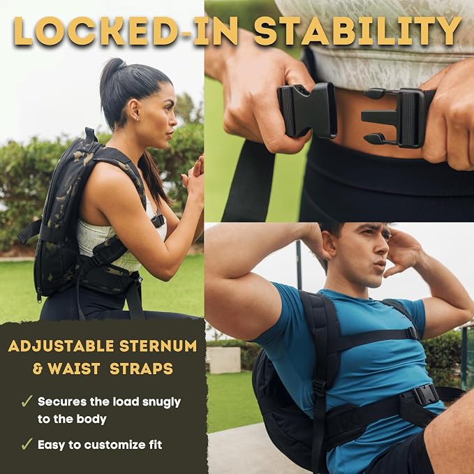 Polyfit PL8 Backpack for Olympic Weight Plates - Weighted Backpack | For rucking and strength training, fits Olympic plates up to 17.5 in, 45 lb max load, dual-lock system, plates not included