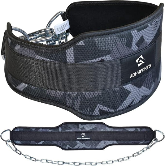 AQF Dip Belt with 36" Steel Chain - Neoprene Padded Back Support Belt | Secure Carabiners for Weighted Pull ups, Dips, Gym, Powerlifting, Bodybuilding, Squat & Fitness