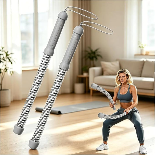 Ropeless Battle Ropes for Home Gym - Heavy Duty Cordless Workout Ropes for HIIT, Strength & Cardio Training, Portable Exercise Equipment for Men & Women, Low-Impact Fitness Rope (grey)