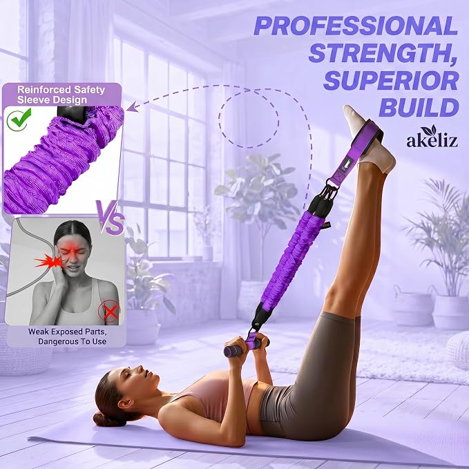Pedal Resistance Band with Handle, 3 Tube Adjustable Foot Pedal Resistance Bands for Abs, Core, Arm, Leg, Sit Up Exercise Equipment for Women Men, Multifunction Tension Rope Home Workout