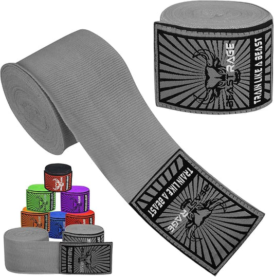BEAST RAGE Boxing Hand Wraps for MMA Kickboxing Wrist Wraps Professional Adult 180" Semi-Elastic Martial Arts Inner Gloves Heavy Bag Handwraps Muay Thai Thumb Straps