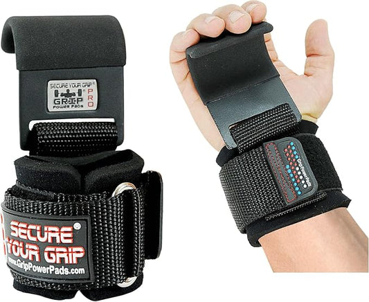 Weight Lifting Rod Hooks Heavy Duty Wrist Wraps Power Weight Lifting Training Gym Grips Straps Set of 2