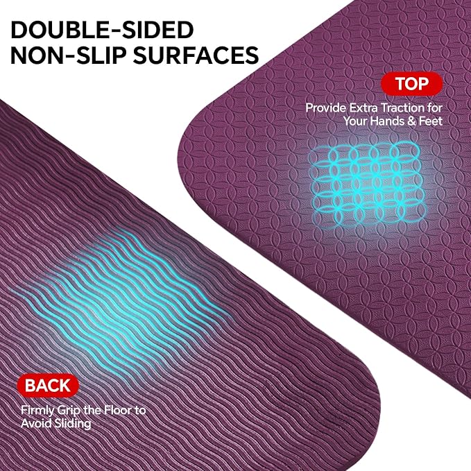 Stepwaver Extra Large Yoga Mat 6'x4'(1/3" & 1/4" Thick), Non-Slip, Ultra Durable, Wide Workout Mat, Wide Exercise Mats for Home Workouts, Yoga, Pilates, Stretching (Barefoot Exercise)