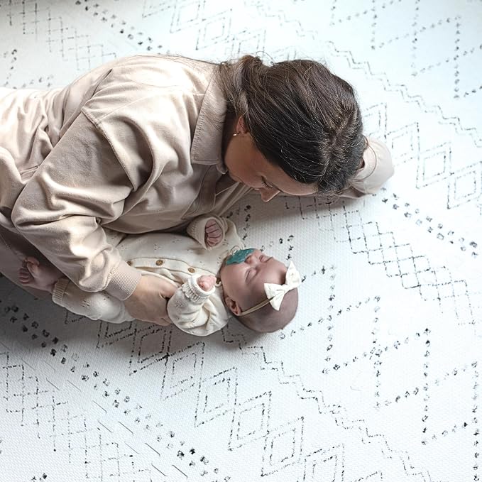 Little Landings Baby Play Mat for Floor - Boho (4x6ft) - Premium EVA Foam Play Mat for Babies & Toddlers (Ages 0-5+) - Non-Toxic Playmat for Tummy Time, Crawling & Playroom - Stylish & Comfortable