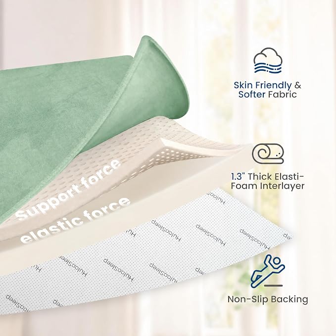 Huloo Sleep Baby Play Mat for Floor,1.3" Thick Memory Foam Tummy Time Mat,Soft Coral Velvet Nursery Rug,Extra Large Non Slip Crawling Mats for Living Room(Sage Green)