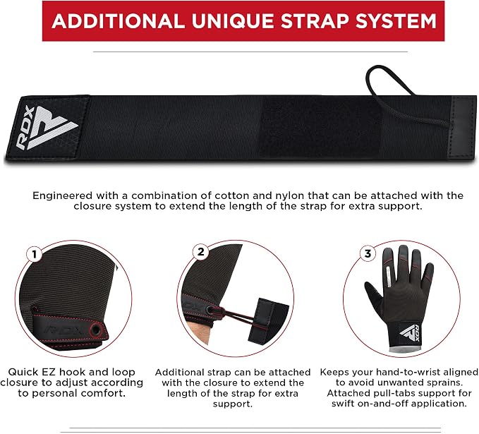 RDX Weight Lifting Gloves with Wrist Support -Touch Screen Full Finger Gym Workout, Breathable Anti Slip Padded Grip, Men Women Fitness Training, Powerlifting Bodybuilding HIIT Exercise Weightlifting
