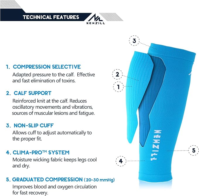 NEWZILL Compression Calf Sleeves (20-30mmHg) for Men & Women Perfect Option to Compression Socks for Running Travel Nursing