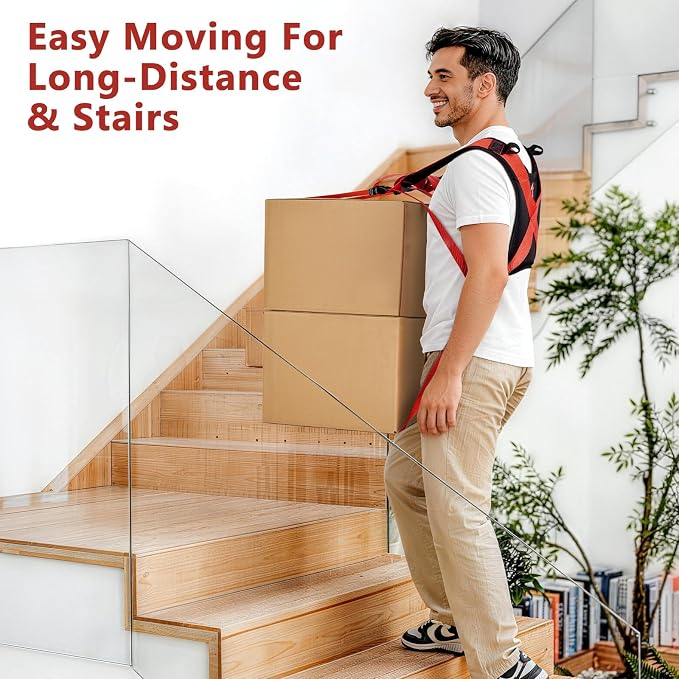 KEDSUM Moving Straps 1 Person-Front Carry, Lifting Straps Moving Free Your Arms, Heavy Duty Strap for Appliance, Thicken Sponge Vest, Upgraded Move Tool for Renters&Movers, Break Strength Over 600LBS