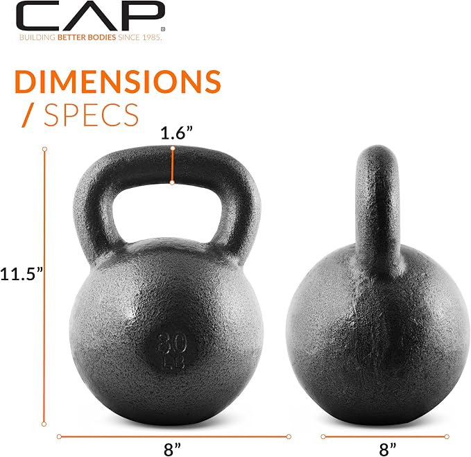 CAP Barbell Cast Iron Kettlebell - Singles and Sets, Multiple Weight Choices