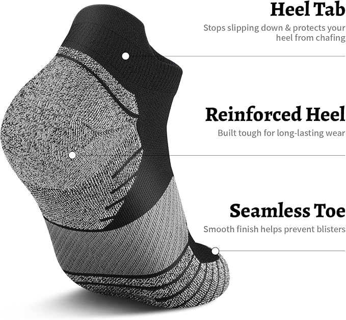 Ankle Compression Socks for Women 6 Pairs Running Socks with Arch Support | Athletic Womens Ankle Socks for Running, Gym, Workouts, Long-Distance Walking, Travel, Daily Use, Relieve Plantar Fasciitis