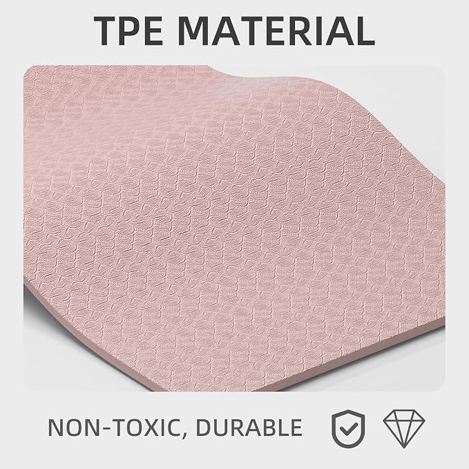 TPE Yoga Mat 72"x26"x0.4" Thick Non Slip Exercise Fitness Mat | Thick Cushioning Yoga Mat | Non Slip Exercise Mat | Pilates & Workout Mat | Home Gym Fitness Equipment