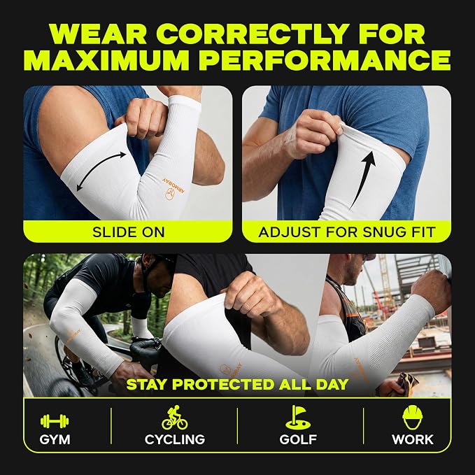 ARMORAY Arm Sleeves for Men and Women - UV Sun Protection Cooling Compression - Tattoo Cover Up Sleeve for Daily Wear & Work