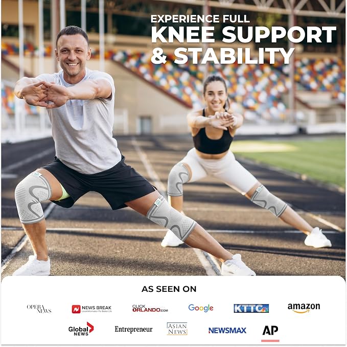 Modvel Compression Knee Brace for Women & Men - 2 Pack Knee Brace for Women Running Knee Pain, Knee Support Compression Sleeve, Workout Sports Knee Braces for Meniscus Tear ACL & Arthritis Pain Relief