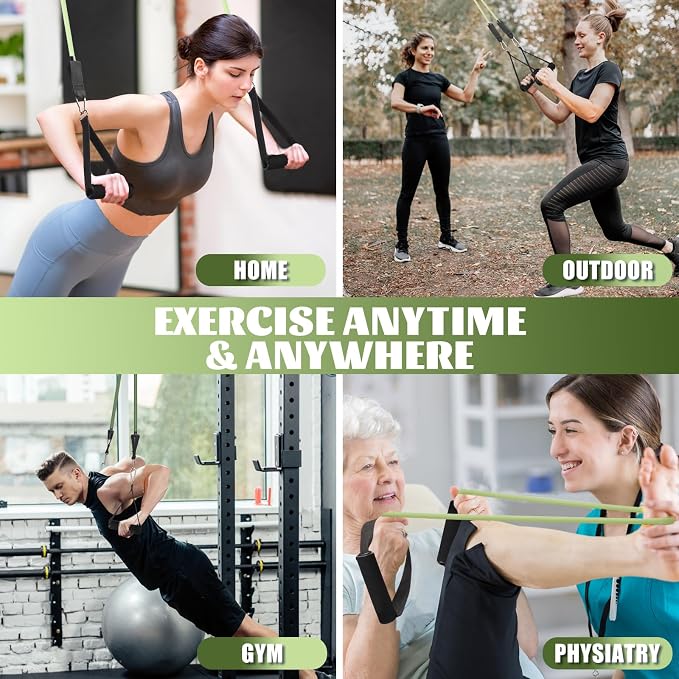 WIKDAY Exercise Resistance Bands with Handles for Working Out Workout Bands Set with Door Anchor for Physical Therapy, Yoga, Pilates