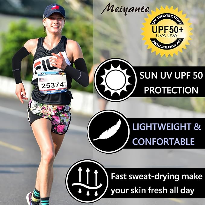 Cooling Arm Sleeves for Men & Women, UPF 50+ UV Protection | Wrist-length UPF 50+ arm sleeves for work, driving, gardening and sports; 88% nylon/12% spandex; 1 pair.
