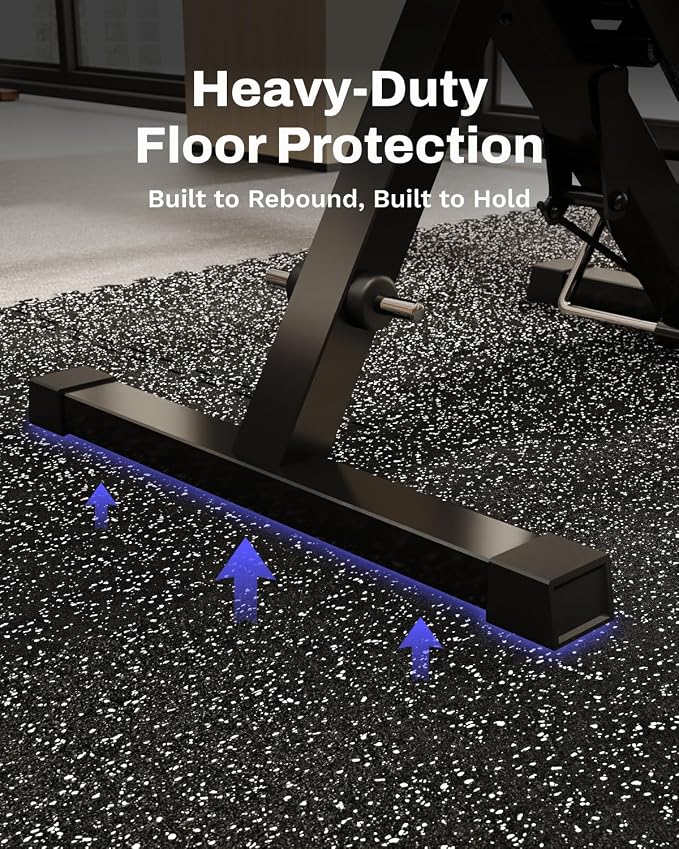 AIRHOP 0.56in Thick 144 Sq Ft Exercise Equipment Mats, 36 Tiles Upgraded Rubber Top with High Density EVA Foam, Large Interlocking Puzzle Gym Flooring for Home Gym, Heavy Weight Workout, 24 x 24in