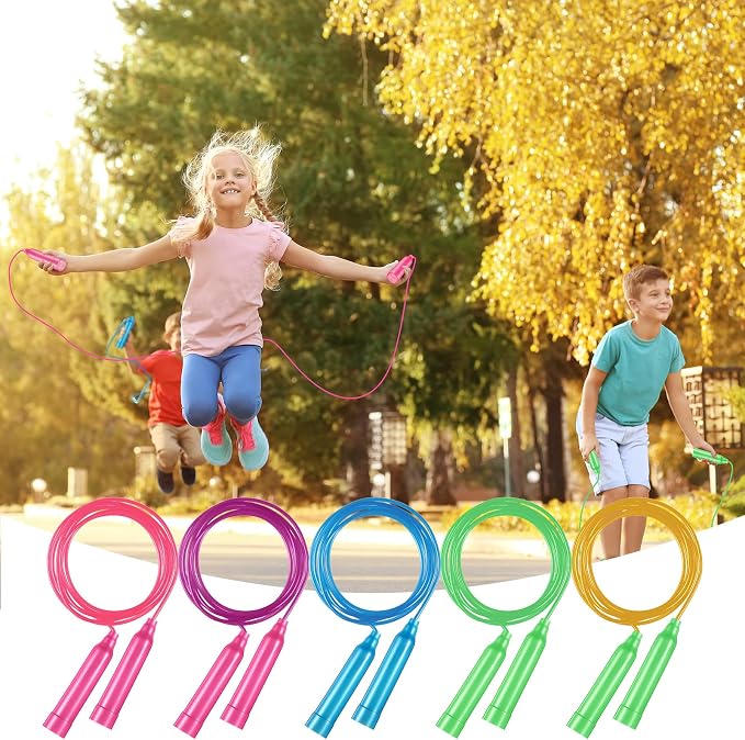 30 Pcs Jump Ropes for Kids Bulk Colorful Plastic Jump Ropes 7.5 ft Adjustable Skipping Rope for Boys Girls, Outdoor Fun Activity Birthday Party Favor