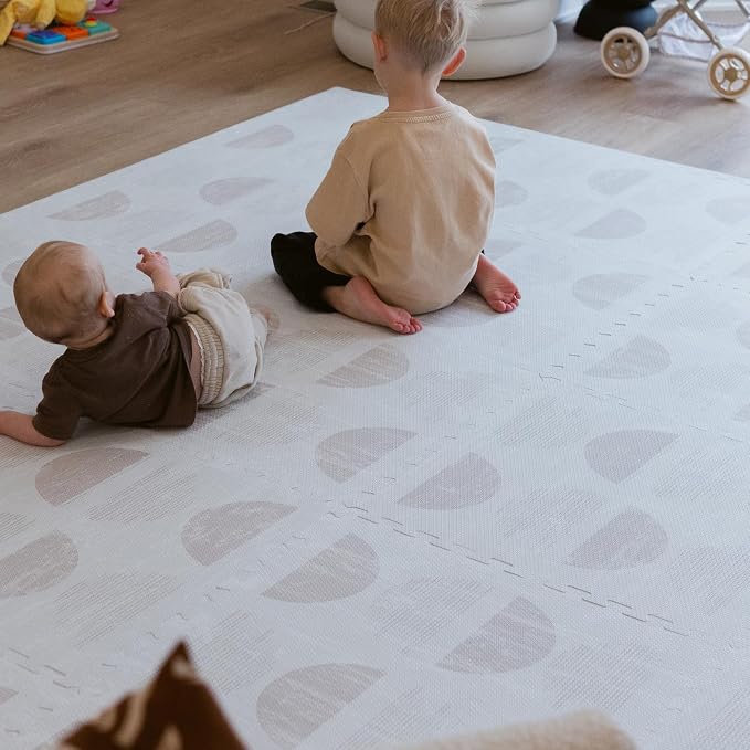 Little Landings Baby Play Mat for Floor - Aura Oat (6x6ft) - Premium EVA Foam Play Mat for Babies & Toddlers (Ages 0-5+) Non-Toxic Playmat for Tummy Time, Crawling & Playroom - Stylish & Comfortable