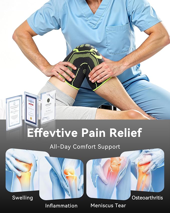 Knee Brace for Pain Relief Knee Support with Side Stabilizers | Knee Compression Sleeve with Patella Gel Pad for ACL,PCL, Meniscus Tear, Injury Recovery, Arthritis, Sports, Women & Men