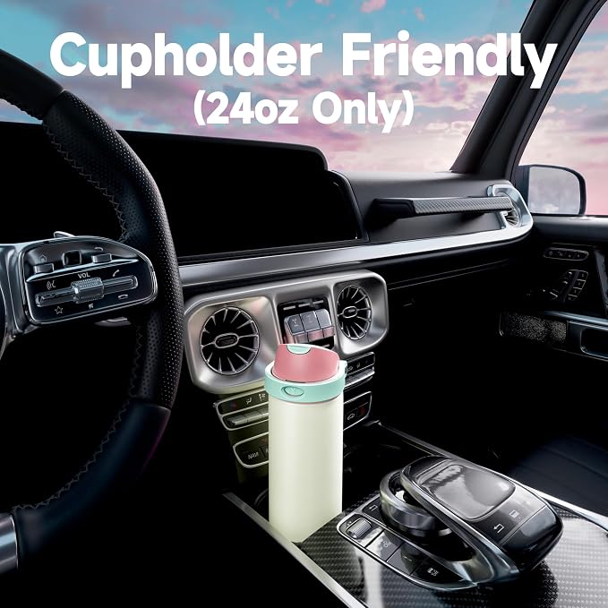 24 oz Insulated Water Bottle with Straw: Meoky Stainless Steel Metal Water Bottle with 2-in-1 Lid - Leak Proof, Cold for 24 Hours, Fits in Car Cup Holder, BPA-Free for Travel Sports Gym, Cream