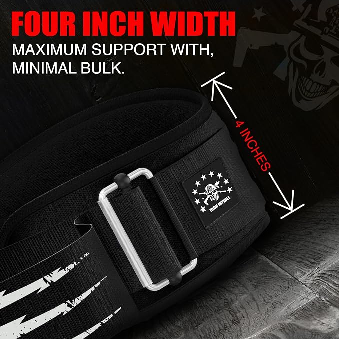 Iron Infidel Recon Weight Lifting Belt - 4" Wide Self Locking Gym Belt for Men & Women, EVA Foam Core Support Weight Belt for Squatting, Deadlifting, Powerlifting, Workout, Fitness & Crossfit