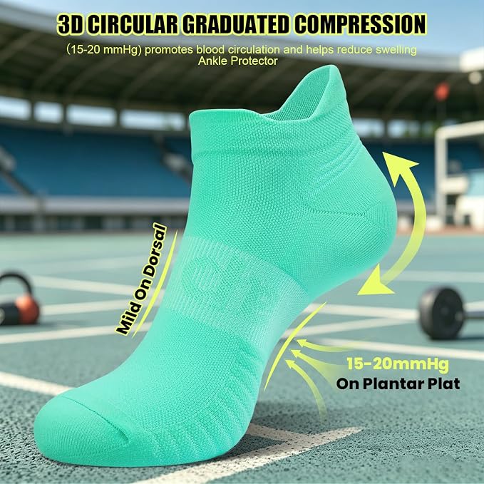 Lapulas Compression Socks for Men & Women, 6 Pair Ankle Running Support Socks for Sports, Casual, Plantar Fasciitis Relief