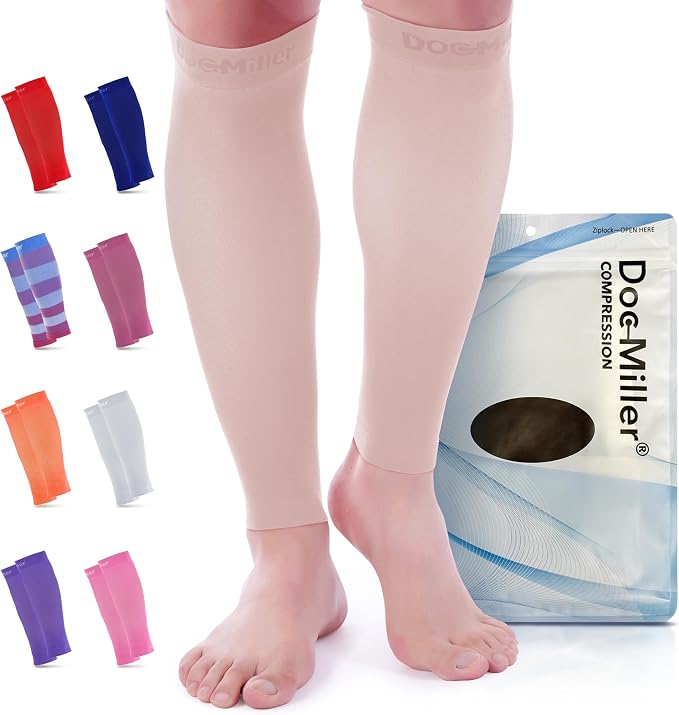 Doc Miller Compression Calf Sleeve for Men & Women, 20-30mmHg | Graduated Support for Running, Shin Splints, Calf Strain, Knee High, Small to 6XL Plus Size