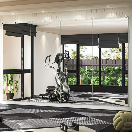 Keonjinn 60" x 24" x 2Pcs Home Gym Mirror, Large Wall Full Length Workout Mirror for Fitness, Yoga, Garage, Dance Studio Decor, Wall Mounted