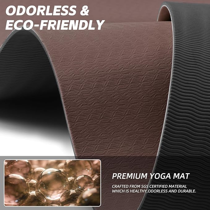 PAIDU Extra Long Wide Yoga Mat, （10mm） Thick Non-Slip Exercise Mat 76"x33" | large mat, ideal for yoga, Pilates & home gym, with non-slip grip & cushioning for all exercises.