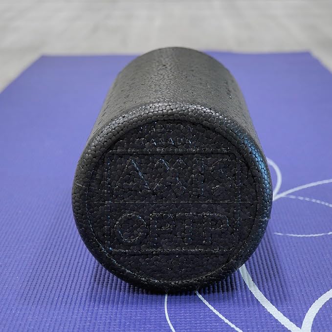 OPTP AXIS Firm Density Foam Roller – Round, Black, 12"L X 6" | High density firm foam roller for physical therapy, yoga, Pilates, fitness exercise & sports training, Heat-molded EPP foam