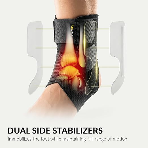 BraceUP Ankle Brace - Relieve Pain, Enhance Stability for Foot Pain, Sprained Ankle, Achilles Tendonitis, Men and Women (Black)
