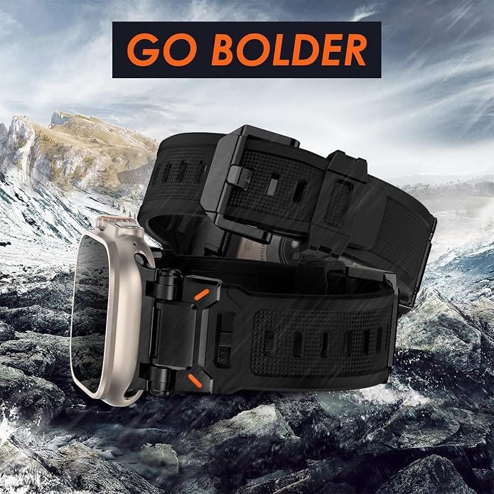 WINGLE FKM Rubber Bands for Apple Watch Band Ultra 3/2/1 Band Ultra 49mm Series 11 10 46mm 45mm 44mm 42mm SE 3/2/1 9 8 7 6 5 4 3 Men, Military Rugged Metal Connector Silicone Apple iWatch Sport Bands
