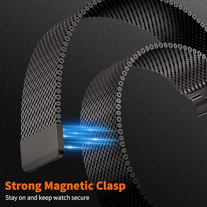 Bands Compatible with Apple Watch Ultra 3/2/1 Band 49/46/45/44mm | Milanese Loop Magnetic Stainless Steel Strap for iWatch Ultra SE 3/2/1 Series 11 10 9 8 7 6 5 4 3 2 1 Men, Black
