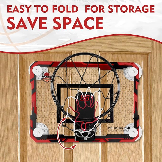 Indoor Mini Basketball Hoops with Powerful Suction Cups for Window and Wall | Wall Mounted Basketball Hoops, Basketball Backboard for Bedroom Office Dorm Room, Outdoor Toy Gifts for Kids and Adults